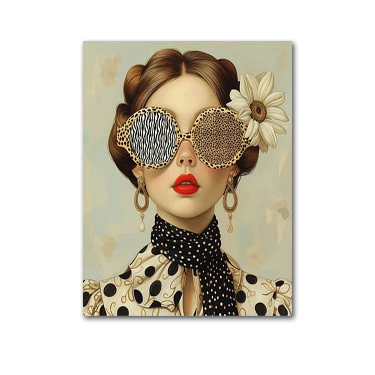 Muse mit Blumen – Leinwanddruck mit Vintage-Charme