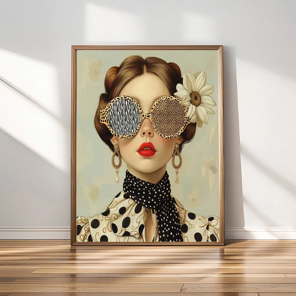 Muse mit Blumen – Leinwanddruck mit Vintage-Charme