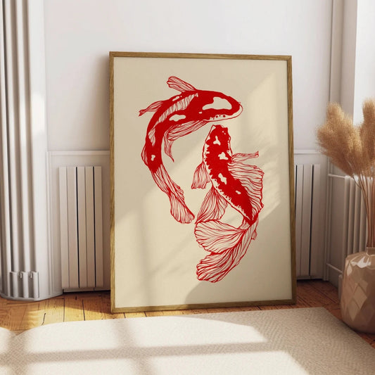 Japanischer Koi  – Minimalistischer Leinwanddruck