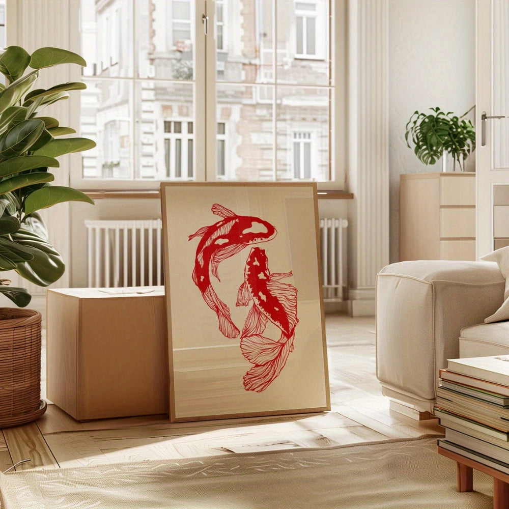 Japanischer Koi  – Minimalistischer Leinwanddruck