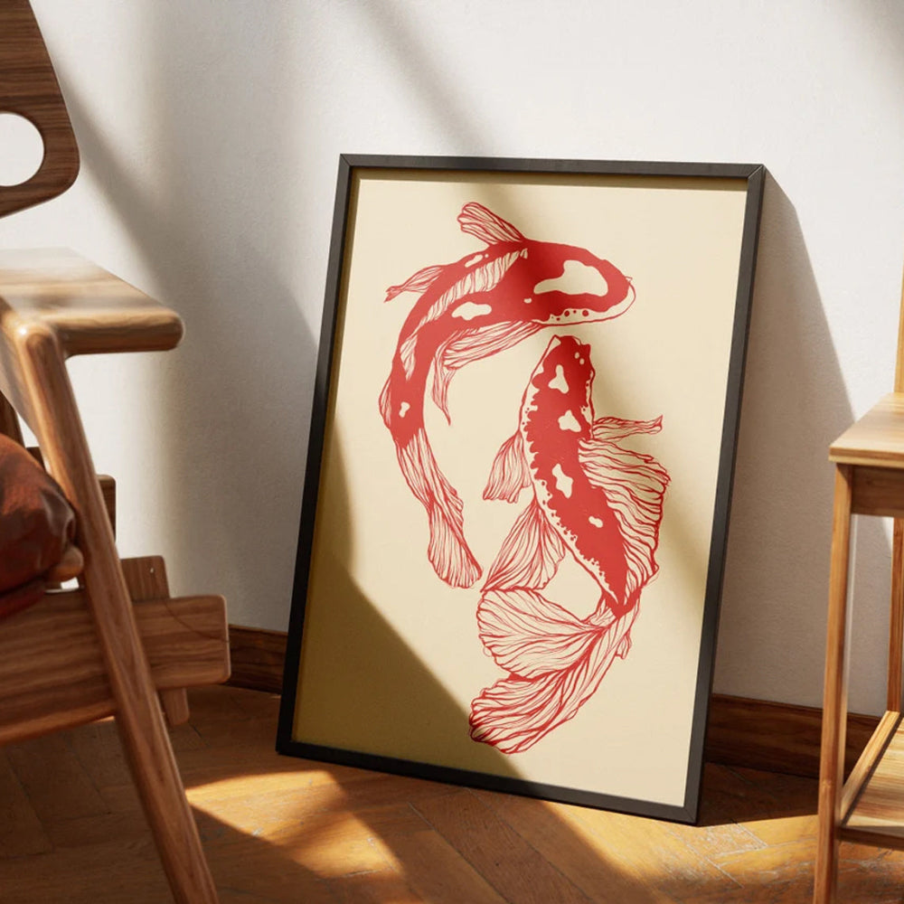 Japanischer Koi  – Minimalistischer Leinwanddruck